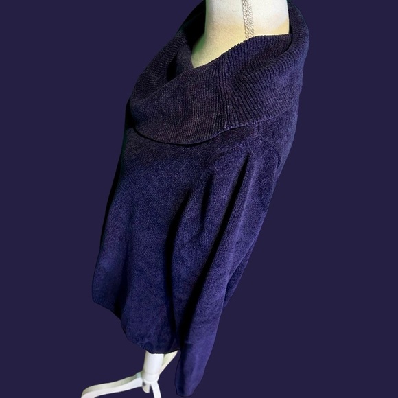 Marks & Spencer Deep Purple Ribbed Chenille Cowl Neck Sweater Plus Size 18 - Picture 5 of 14